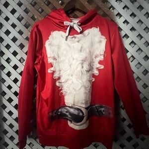 Men’s Red Santa Claus Breed Hoodie Quirky Festive Christmas Suze S/M